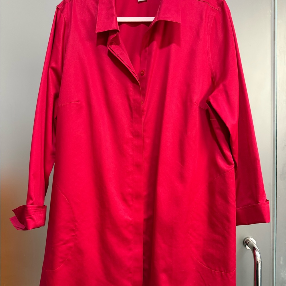 Vibrant Red Button-Up Shirt Dress